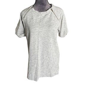 A Pea In The Pod Maternity Heather Gray Short Sleeve Top W/ Zipper Accents